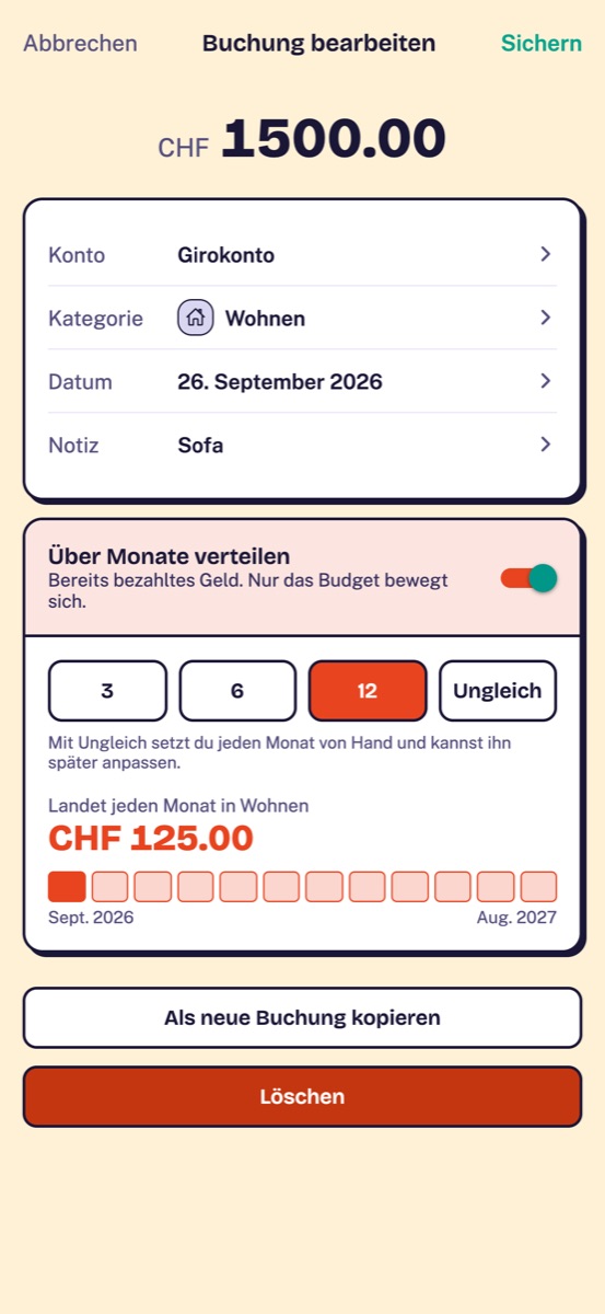 Ein Sofa auf zwölf Monate verteilen