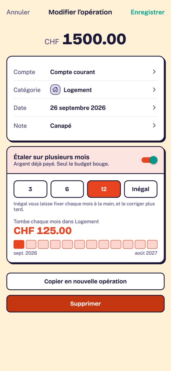 Étaler un canapé sur douze mois